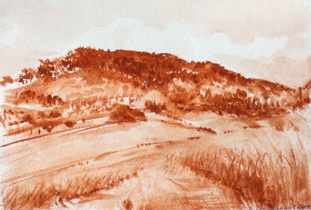 Orchard View No. 2, watercolor on paper, 9"H x 12"W
